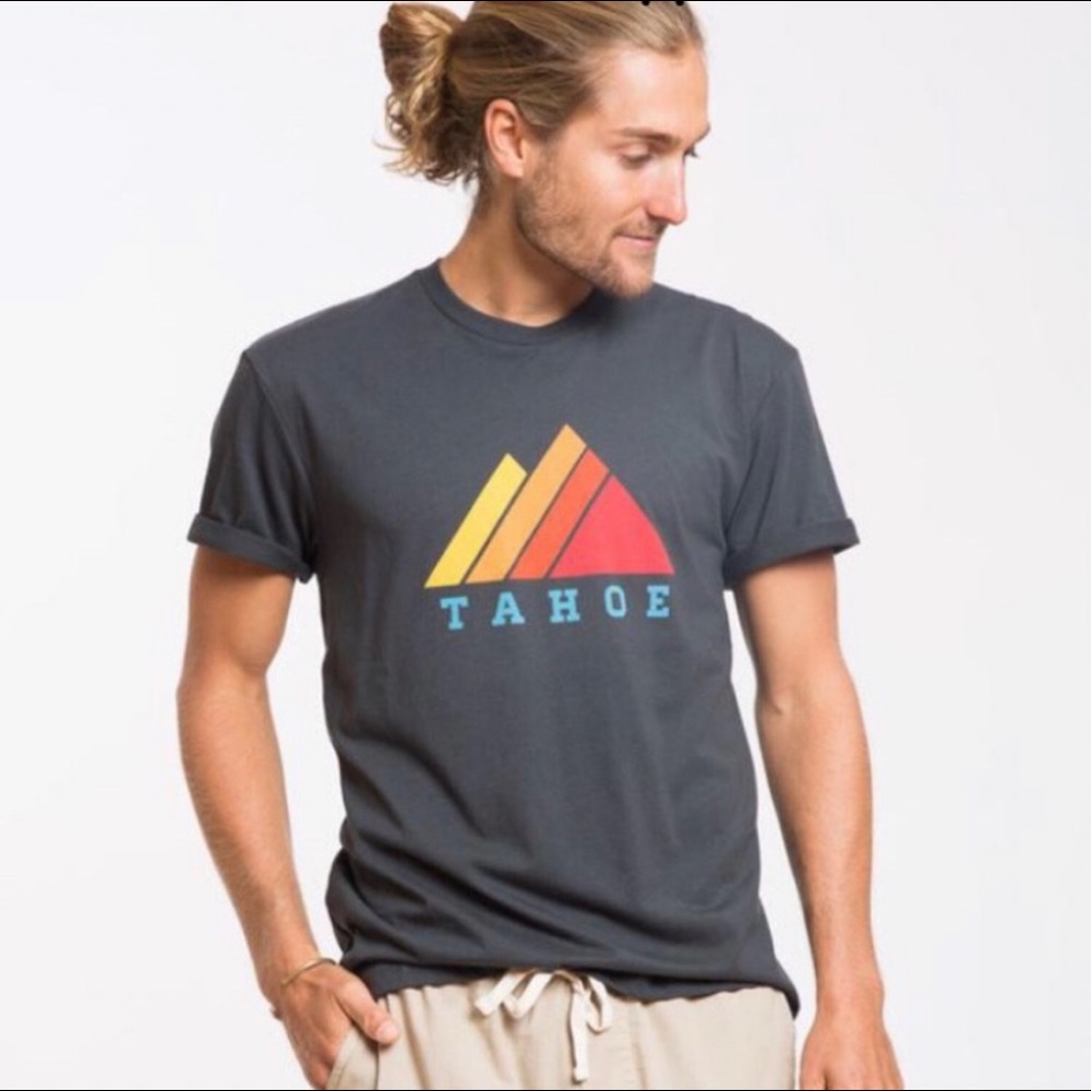 Marine Layer Dark Gray Tee with Multicolor Graphic